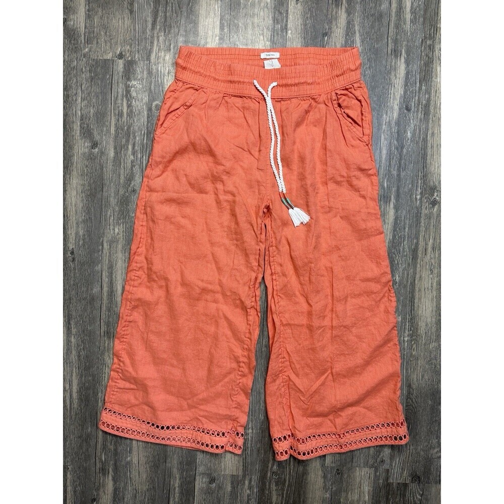Joie Women's 100% Linen Orange Wide Leg Culottes Pants Size L